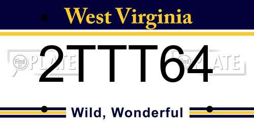 2TTT64 West Virginia License Plate