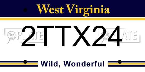 2TTX24 West Virginia License Plate