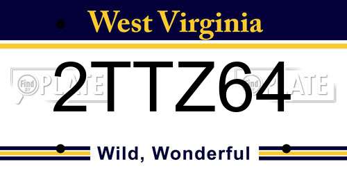 2TTZ64 West Virginia License Plate