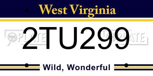 2TU299 West Virginia License Plate
