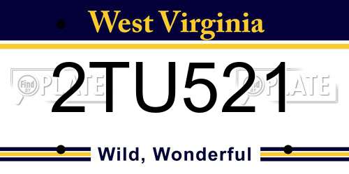 2TU521 West Virginia License Plate