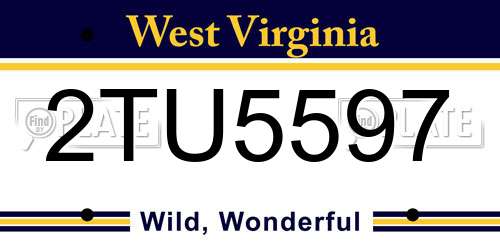 2TU5597 West Virginia License Plate