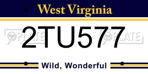 2TU577 West Virginia License Plate