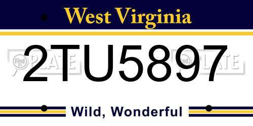 2TU5897 West Virginia License Plate
