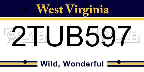 2TUB597 West Virginia License Plate