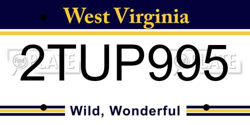 2TUP995 West Virginia License Plate