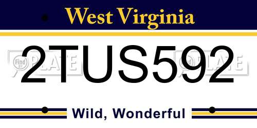 2TUS592 West Virginia License Plate