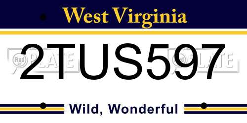 2TUS597 West Virginia License Plate