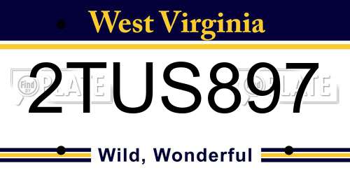 2TUS897 West Virginia License Plate