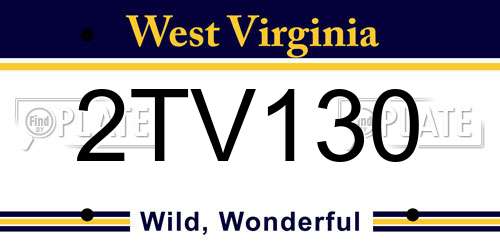 2TV130 West Virginia License Plate
