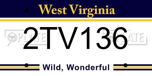 2TV136 West Virginia License Plate