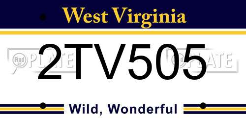 2TV505 West Virginia License Plate