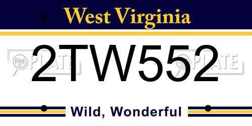2TW552 West Virginia License Plate