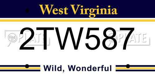 2TW587 West Virginia License Plate