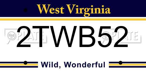 2TWB52 West Virginia License Plate