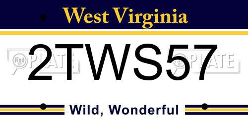 2TWS57 West Virginia License Plate
