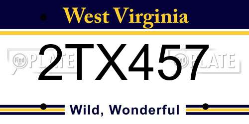 2TX457 West Virginia License Plate