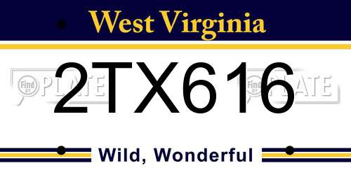 2TX616 West Virginia License Plate