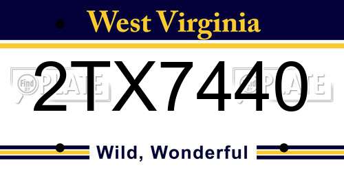 2TX7440 West Virginia License Plate