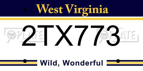 2TX773 West Virginia License Plate