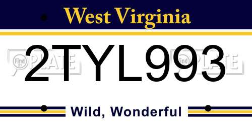 2TYL993 West Virginia License Plate