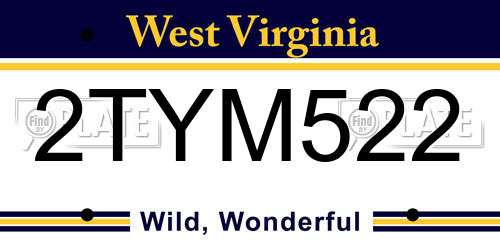 2TYM522 West Virginia License Plate