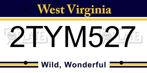 2TYM527 West Virginia License Plate