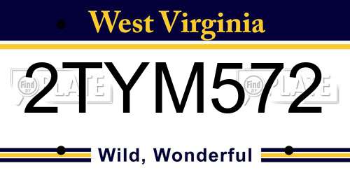 2TYM572 West Virginia License Plate