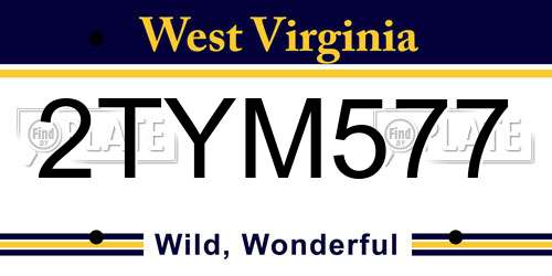 2TYM577 West Virginia License Plate