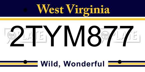 2TYM877 West Virginia License Plate