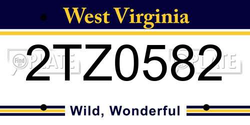 2TZ0582 West Virginia License Plate