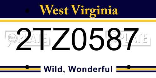 2TZ0587 West Virginia License Plate