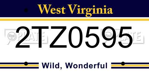 2TZ0595 West Virginia License Plate