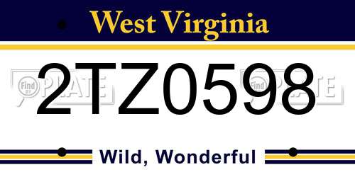 2TZ0598 West Virginia License Plate