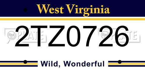 2TZ0726 West Virginia License Plate