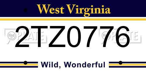 2TZ0776 West Virginia License Plate