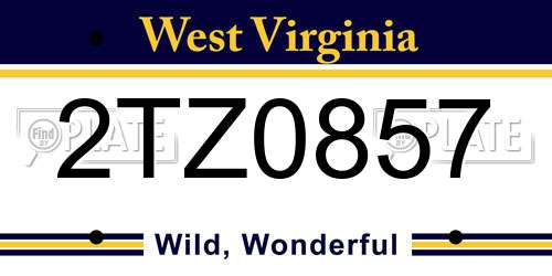 2TZ0857 West Virginia License Plate