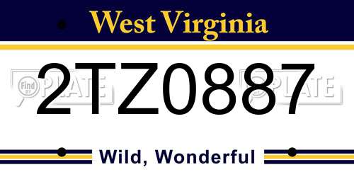 2TZ0887 West Virginia License Plate