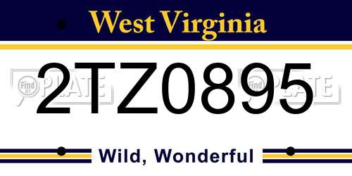 2TZ0895 West Virginia License Plate