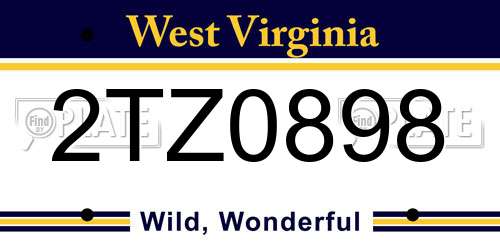 2TZ0898 West Virginia License Plate