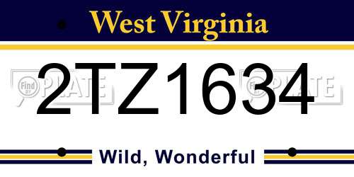 2TZ1634 West Virginia License Plate