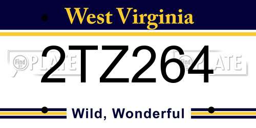 2TZ264 West Virginia License Plate