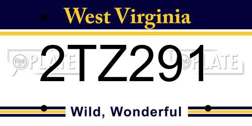 2TZ291 West Virginia License Plate