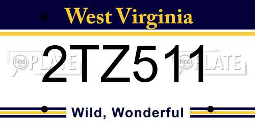 2TZ511 West Virginia License Plate