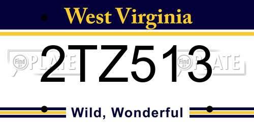 2TZ513 West Virginia License Plate