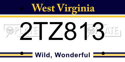 2TZ813 West Virginia License Plate