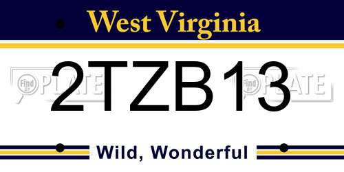 2TZB13 West Virginia License Plate