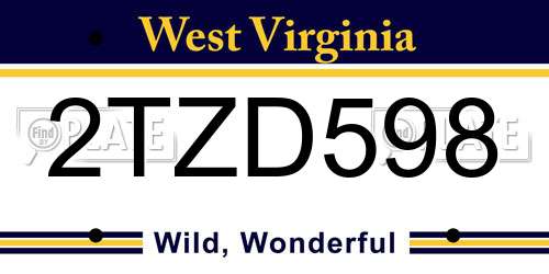 2TZD598 West Virginia License Plate