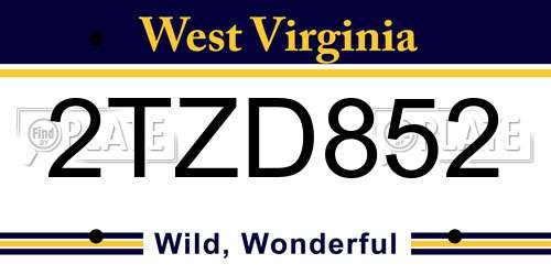 2TZD852 West Virginia License Plate