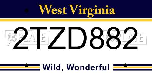 2TZD882 West Virginia License Plate
